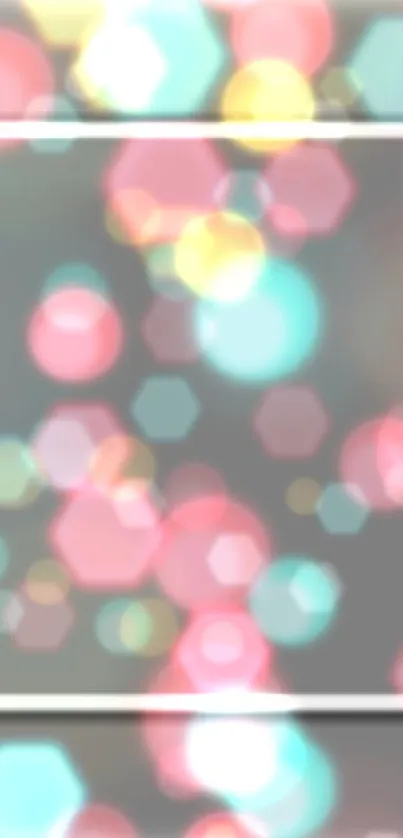 Colorful hexagon bokeh wallpaper with glowing pastel effect.