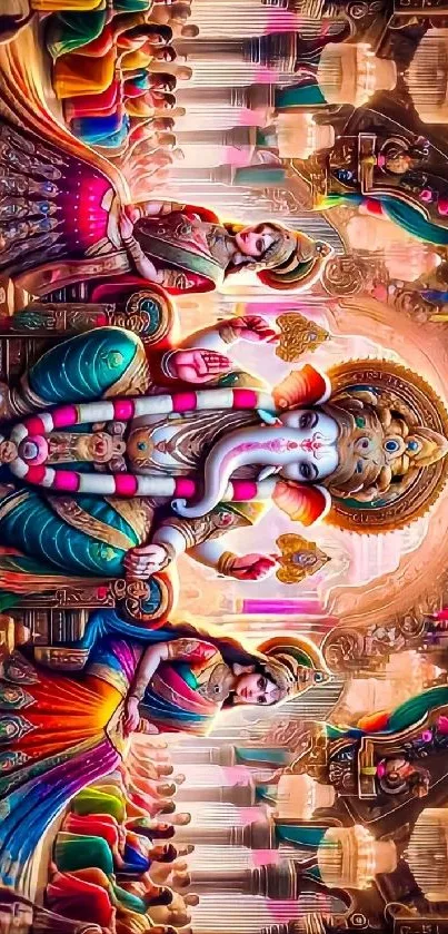 Vibrant Hindu deity artwork as mobile wallpaper