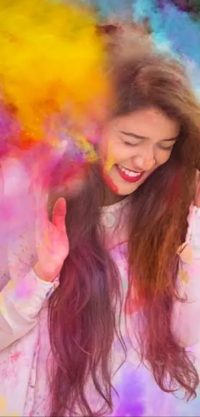 Vibrant Holi festival wallpaper with colorful powder burst.