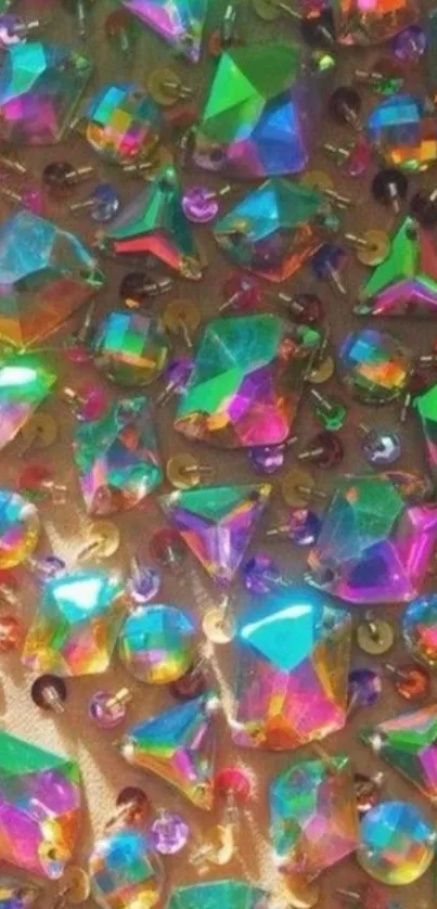 Colorful holographic gemstone pattern wallpaper.