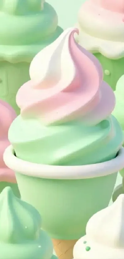 Pastel ice cream cones mobile wallpaper.