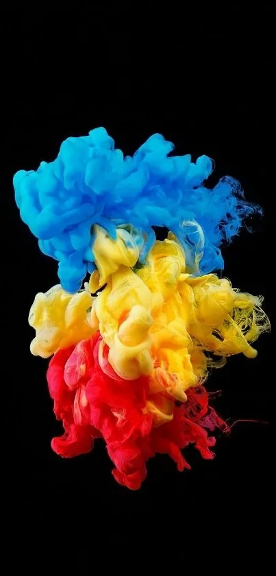 Colorful ink clouds with black background