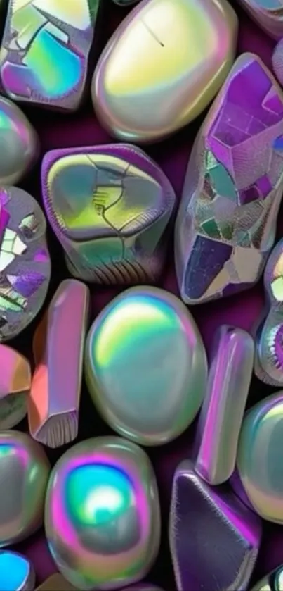 Colorful iridescent gemstones wallpaper.