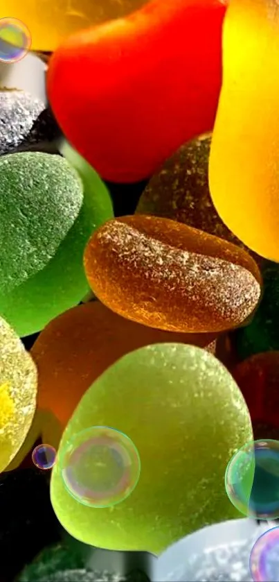 Bright jelly beans create a colorful mobile wallpaper.