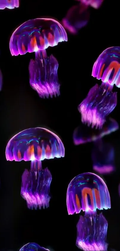 Vibrant purple jellyfish floating in a dark space.