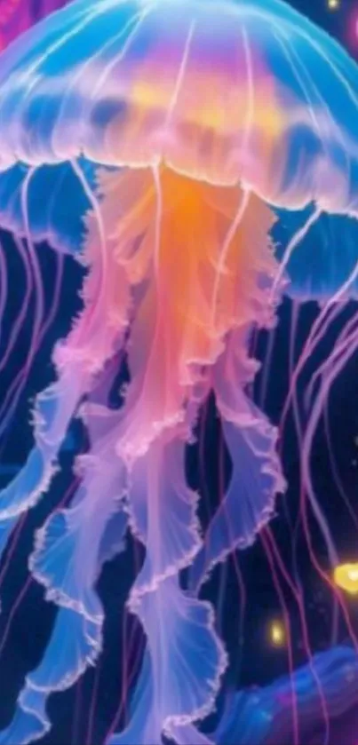 Vibrant and colorful jellyfish wallpaper design