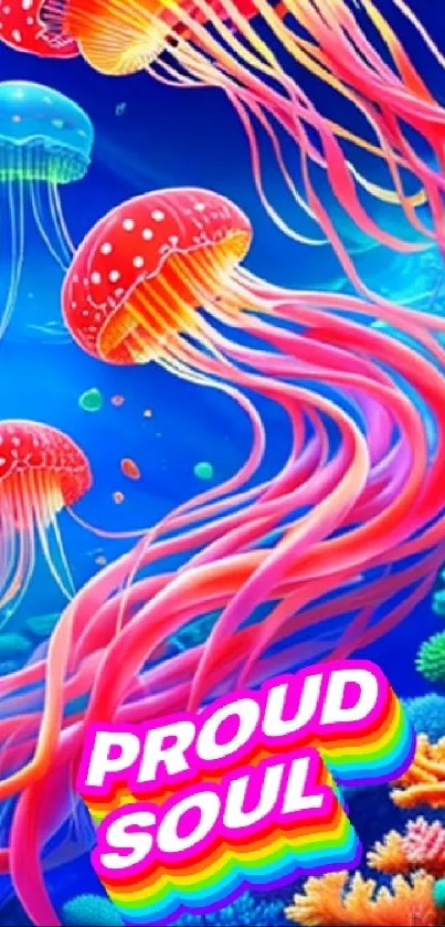 Vibrant jellyfish swimming in a colorful coral reef.