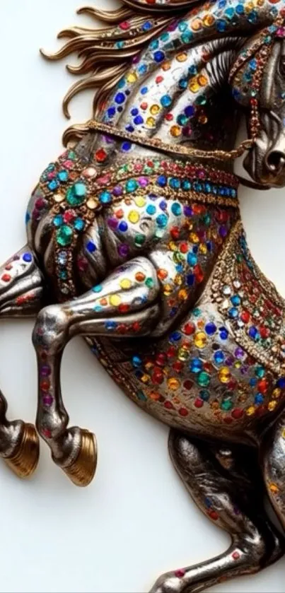 Jeweled horse artwork with vibrant colors and detailed design.