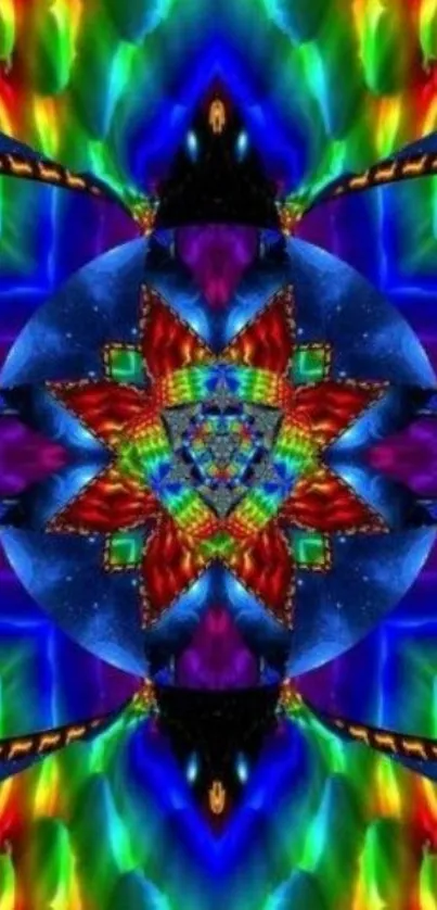 Colorful abstract kaleidoscope art wallpaper with vibrant patterns.