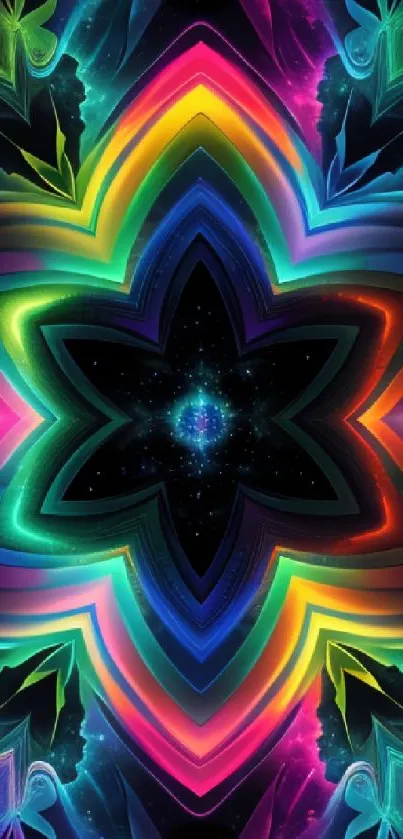 Colorful kaleidoscope pattern mobile wallpaper with vibrant hues.