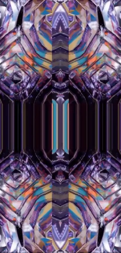 Vibrant kaleidoscope geometric pattern wallpaper.