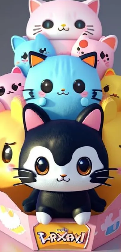 Colorful Kawaii Cat Stack - free download