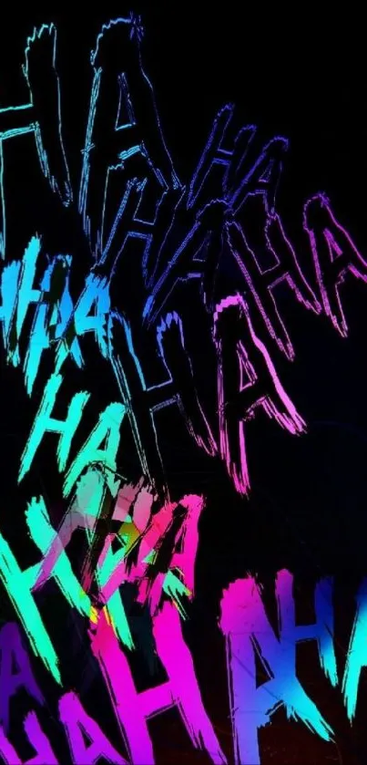 Mobile wallpaper with vibrant 'HAHA' text art on a dark background.