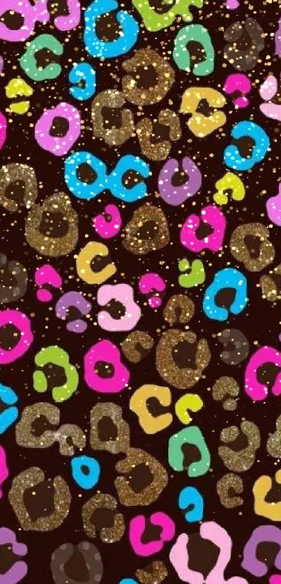 Colorful leopard print wallpaper with bold spots.