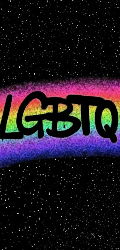 LGBTQ rainbow with starry night background