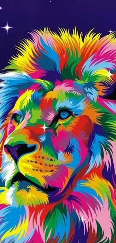 Colorful multicolored lion art wallpaper.