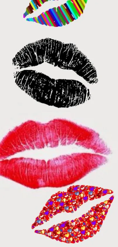 Colorful lips wallpaper with artistic flair on a white background.