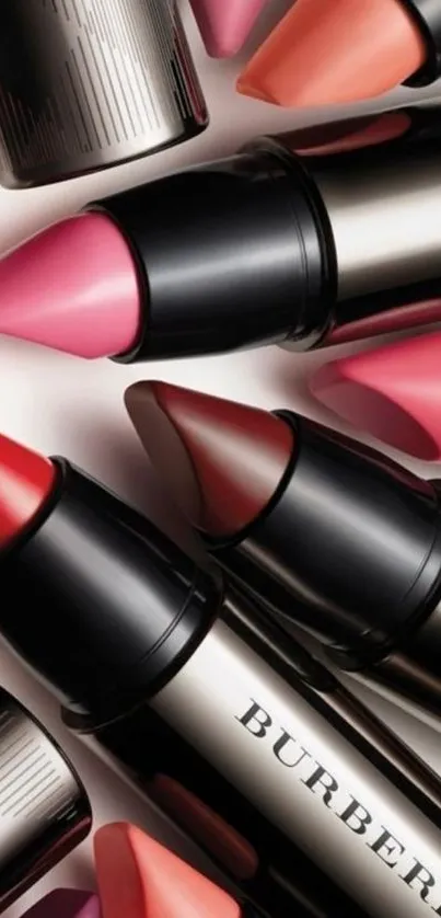 Colorful arrangement of lipsticks for mobile wallpaper.