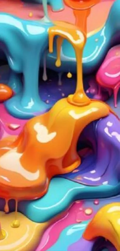 Vibrant colorful liquid art wallpaper for mobile screen.
