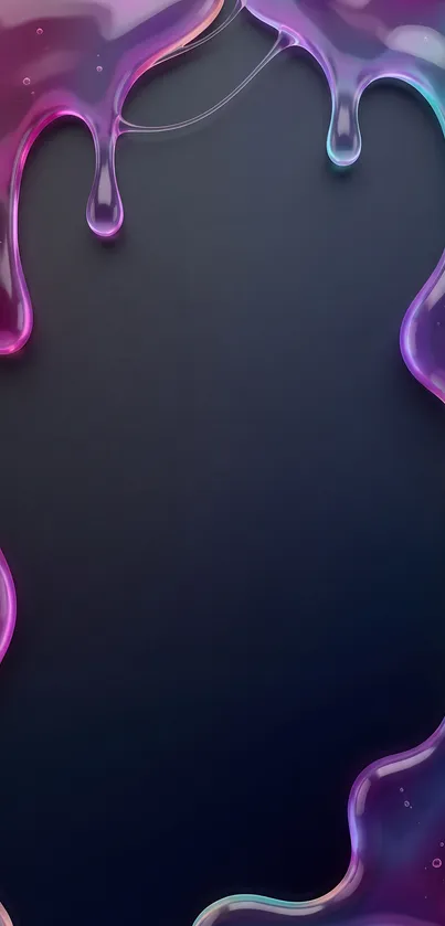 Colorful liquid drips on dark background mobile wallpaper.