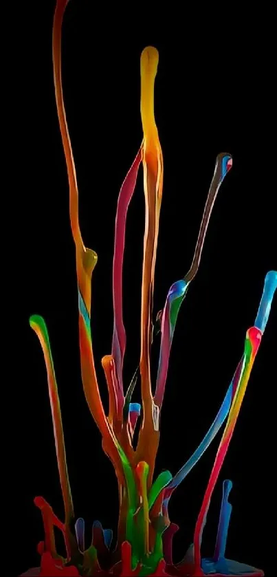 Abstract colorful liquid splash on black background.