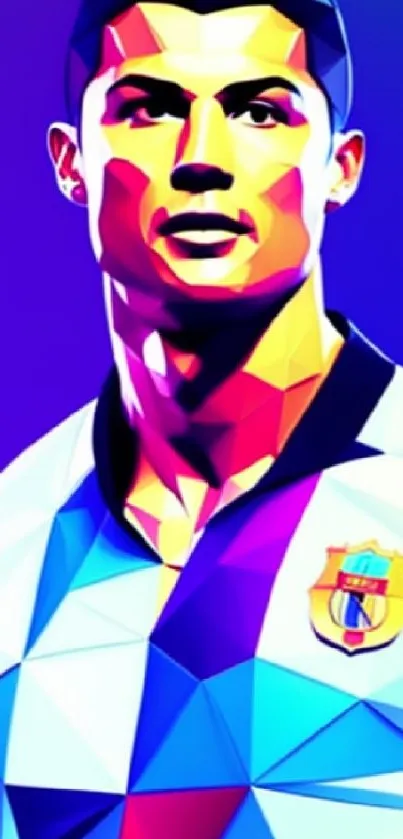 Vibrant low poly art featuring a famous athlete in geometric style.