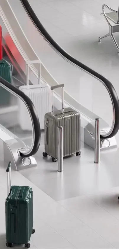 Vibrant luggage on a carousel at an airport terminal.