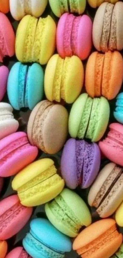 Vibrant pastel macaron phone wallpaper, colorful and sweet design.