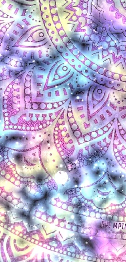 Vibrant pastel mandala design wallpaper for mobile phones.