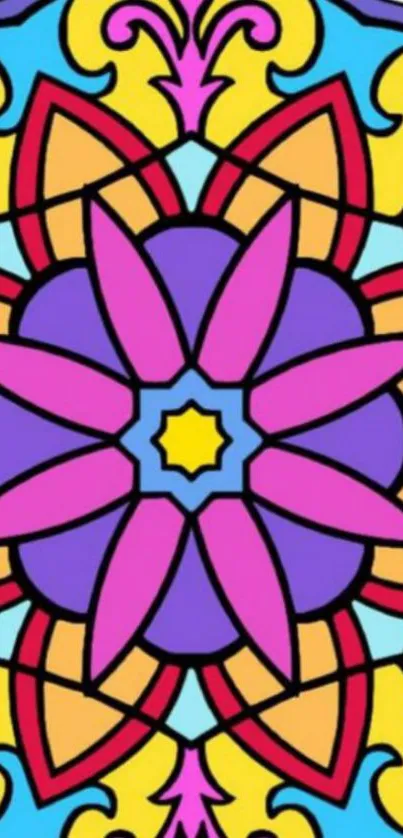 Colorful mandala design mobile wallpaper.