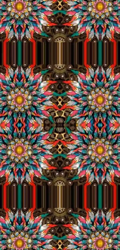 Intricate colorful mandala wallpaper for mobile.