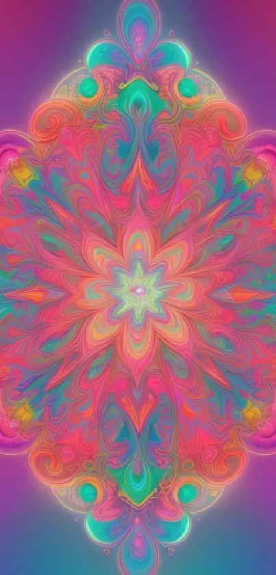 Vibrant colorful mandala design wallpaper with abstract patterns.