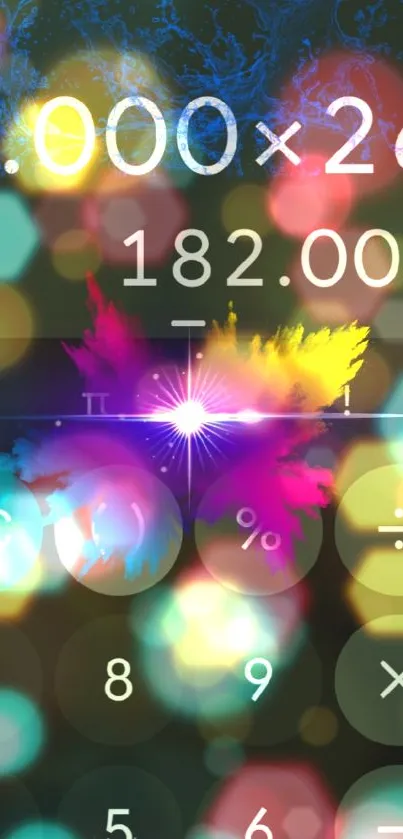 Vibrant math-themed wallpaper with colorful geometric designs and numbers.