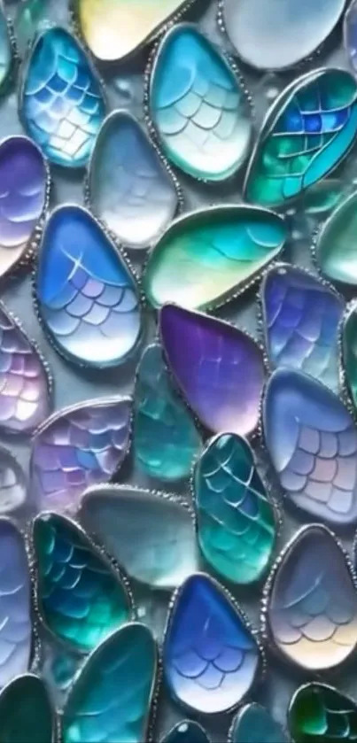 Colorful mermaid scale pattern in vibrant teal hues.