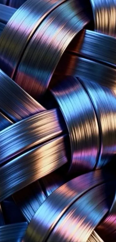 Colorful metallic ribbons intertwined with vibrant colors.