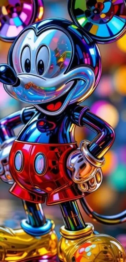 Colorful Mickey Mouse art with vibrant abstract design.