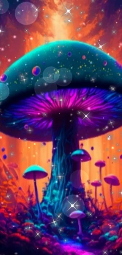 Colorful fantasy mushroom wallpaper with vibrant digital art.