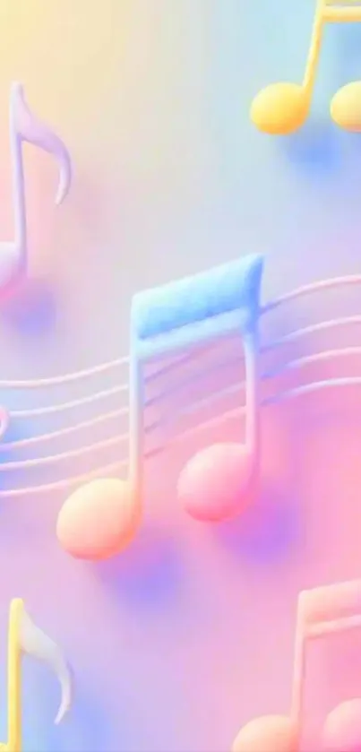 Colorful musical notes on a gradient background.