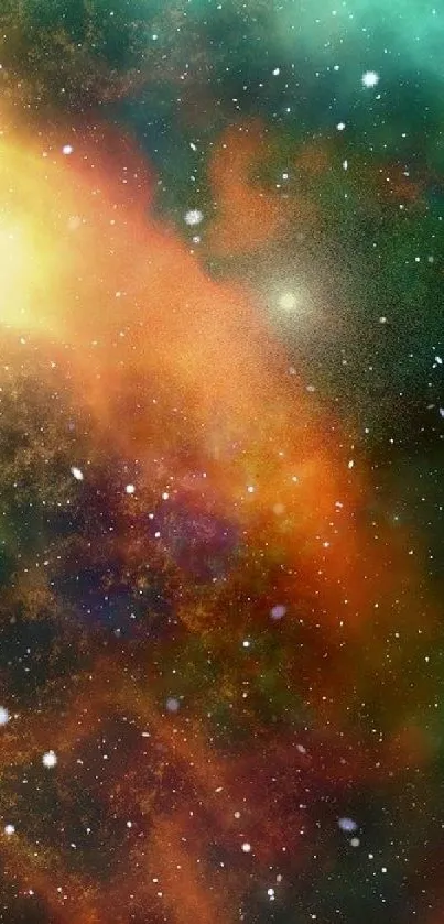 Colorful nebula galaxy wallpaper with stars and vibrant cosmic colors.