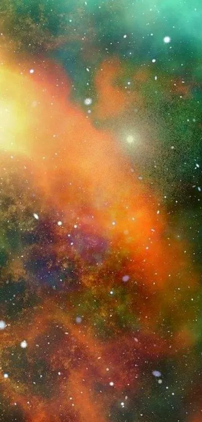 Vibrant nebula space wallpaper with stars.