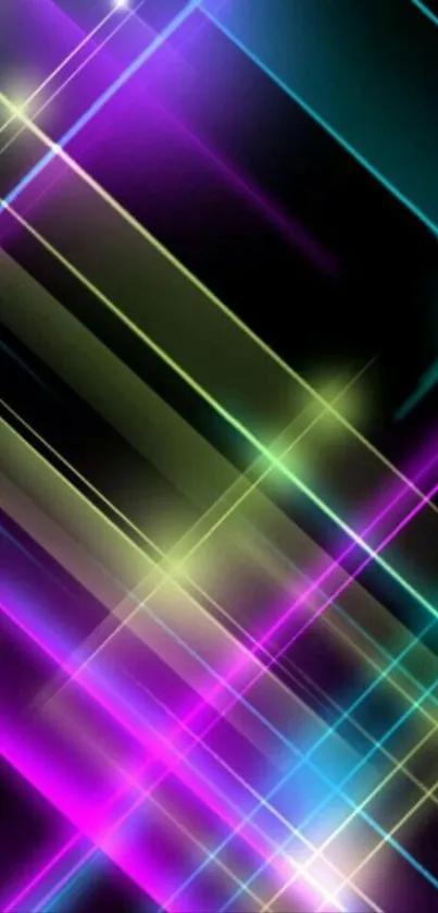 Mobile wallpaper with colorful neon light patterns.