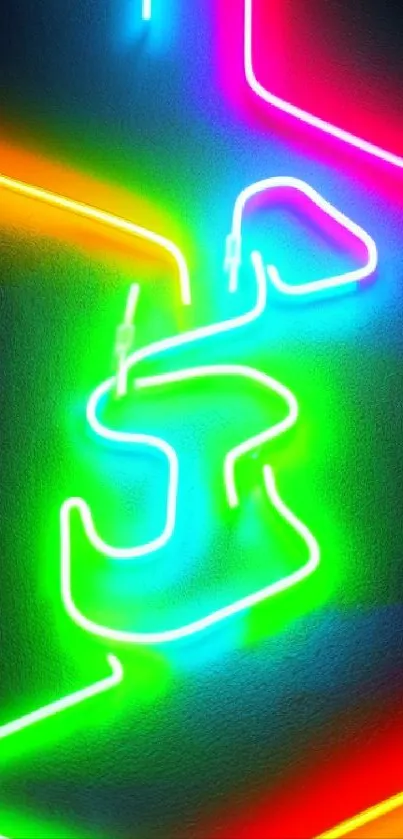 Psychedelic neon lights with vibrant colors on mobile wallpaper.