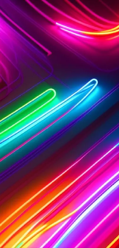 Vibrant and colorful neon lights abstract mobile wallpaper.