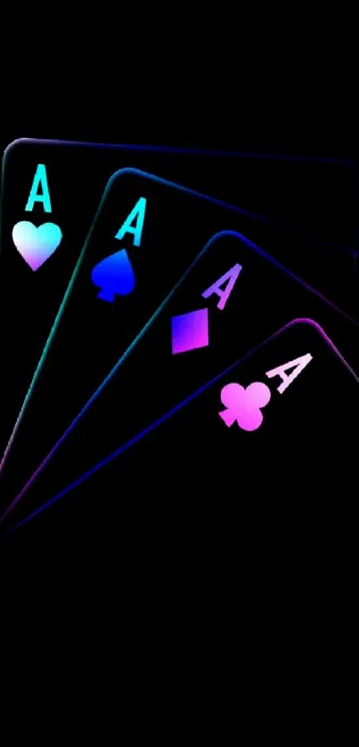 Neon poker aces on a black background.