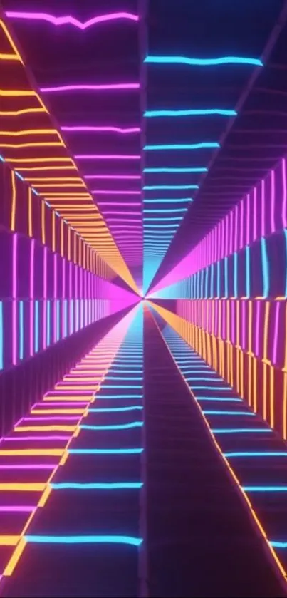 Vibrant neon tunnel wallpaper with electric colors.