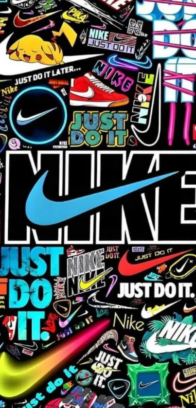 Vibrant Nike-themed wallpaper with colorful logo and 'Just Do It' text.