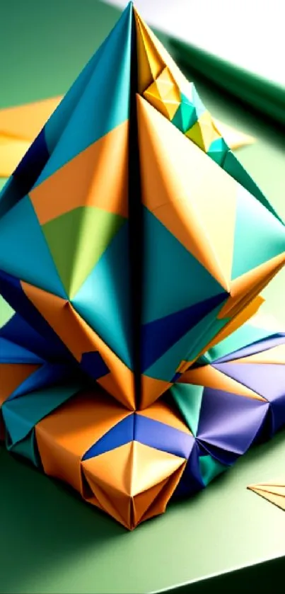 Colorful geometric origami mobile wallpaper.