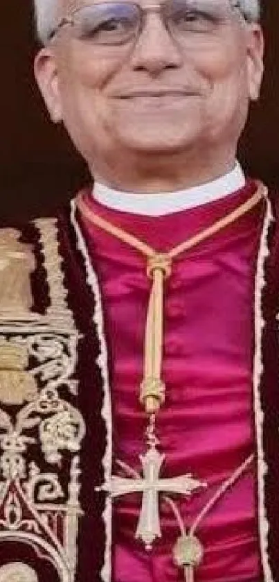 Image of a colorful ornate clerical robe with intricate design.