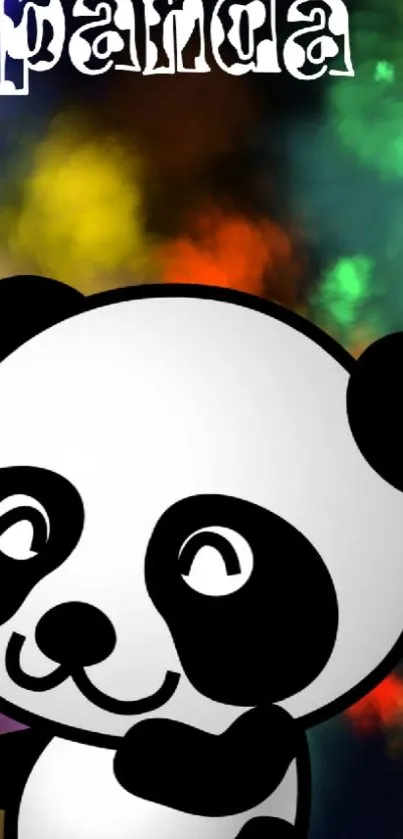 Playful panda cartoon with colorful splashes.