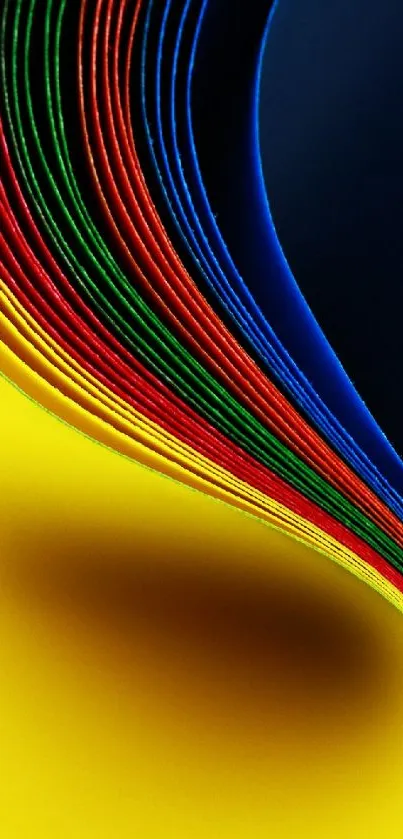 Colorful paper sheet design with vibrant yellow and blue tones for phone wallpaper.